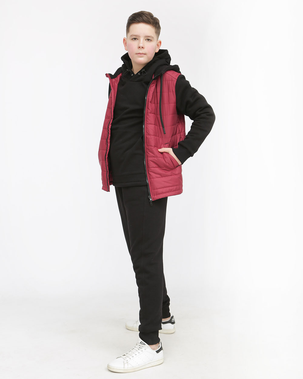 Демісезонна куртка для хлопчика та підлітка, колір БОРДО - фото