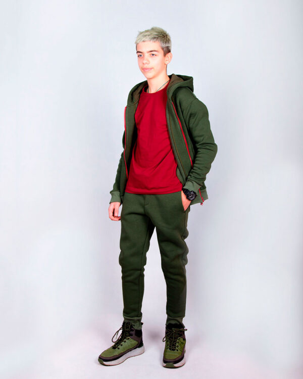 Трикотажні штани з начосом  для хлопчика та підлітка, колір ХАКІ