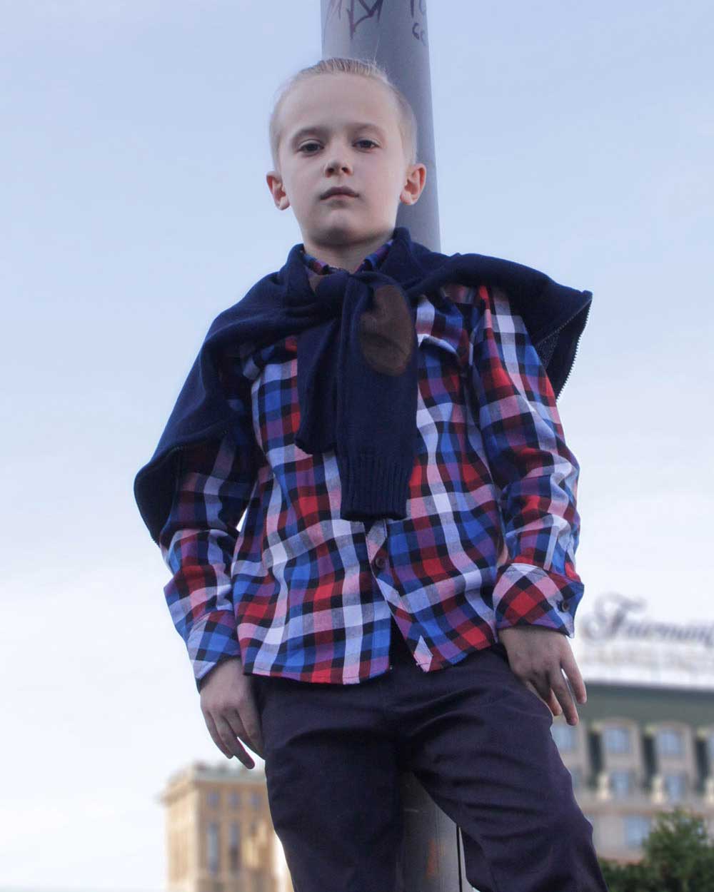 Фланелева сорочка для хлопчика, ЧЕРВОНО-БЛАКИТНА КЛІТИНКА - фото