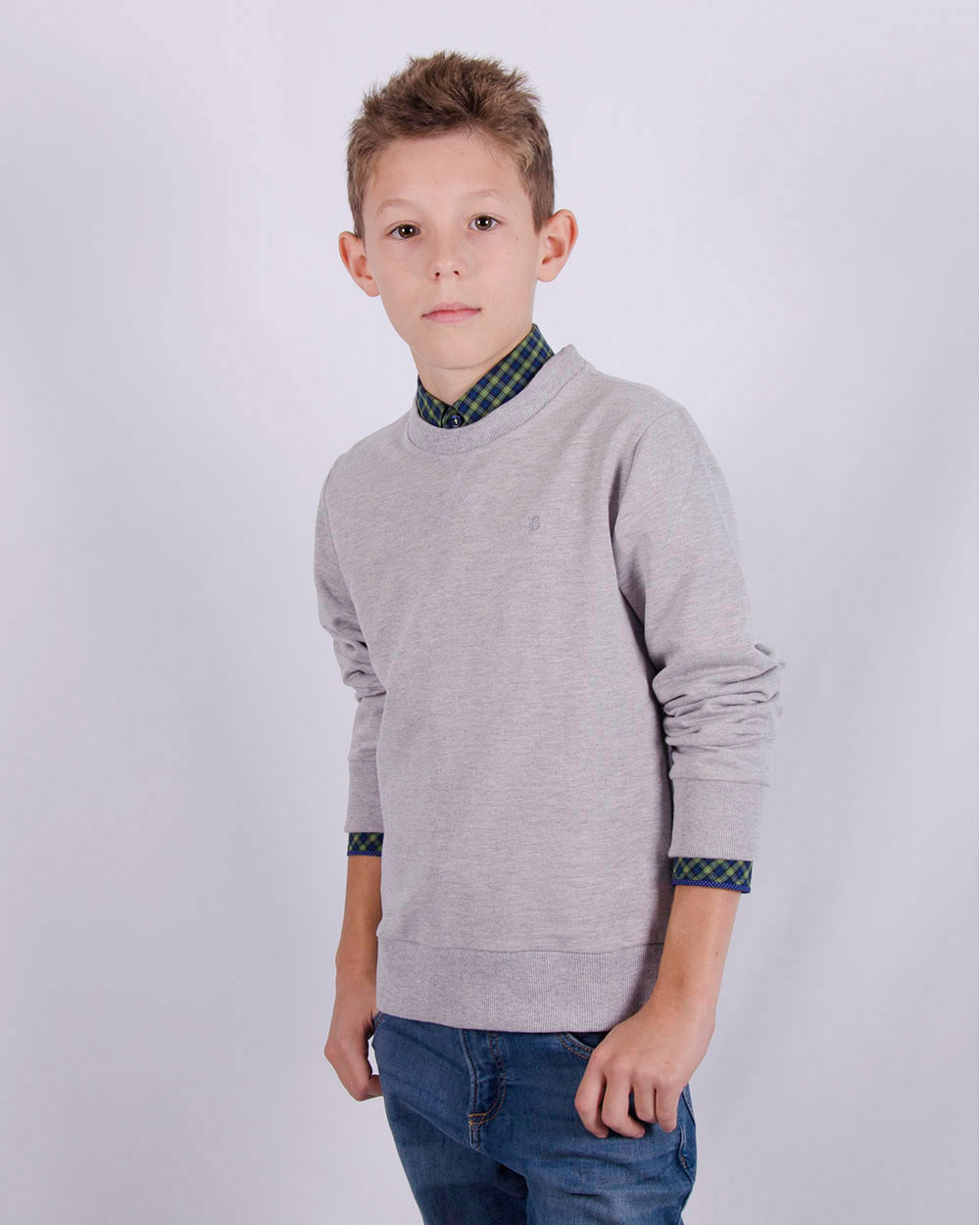 Світшот для хлопчика та підлітка, колір СВІТЛО-СІРИЙ меланж - фото