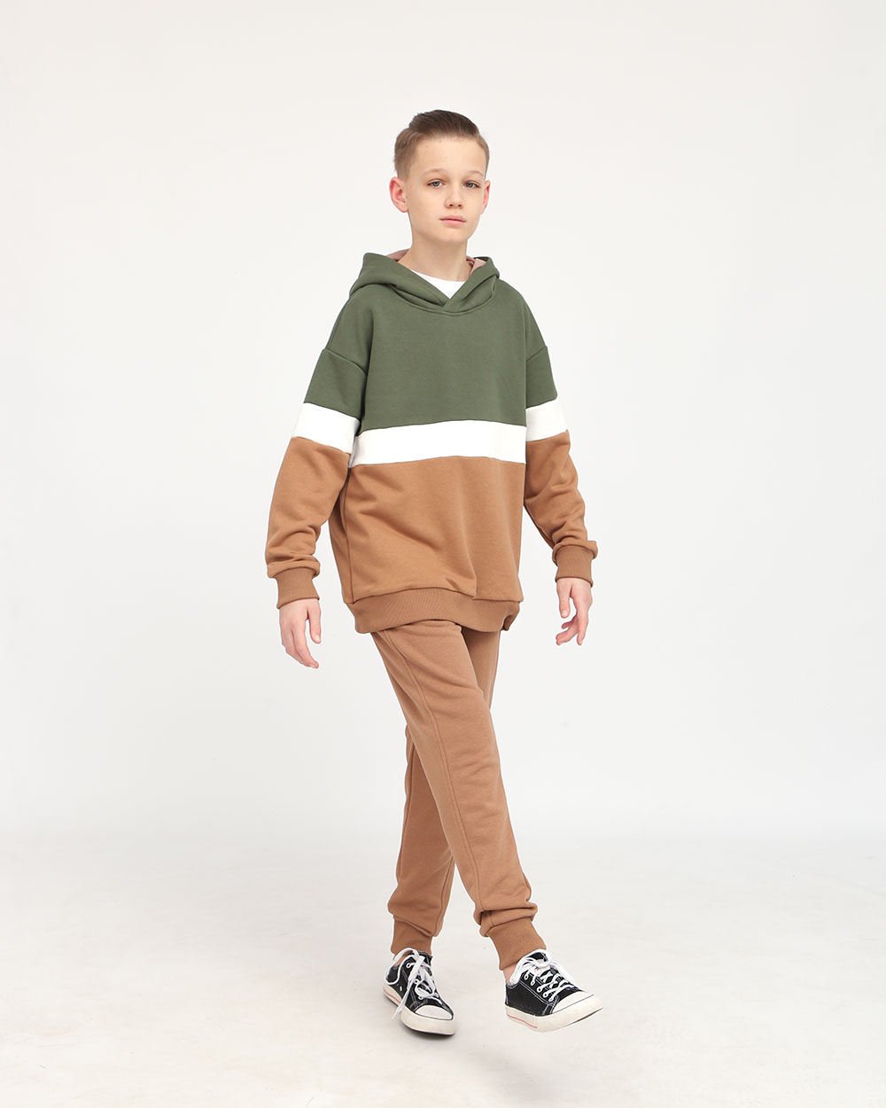 Трикотажні джогери для хлопчика та підлітка, колір КАПУЧІНО - фото