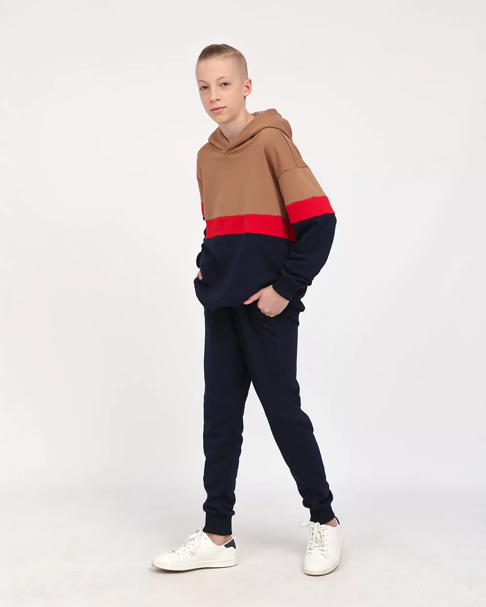 Трикотажні джогери для хлопчика та підлітка, колір СИНІЙ - фото