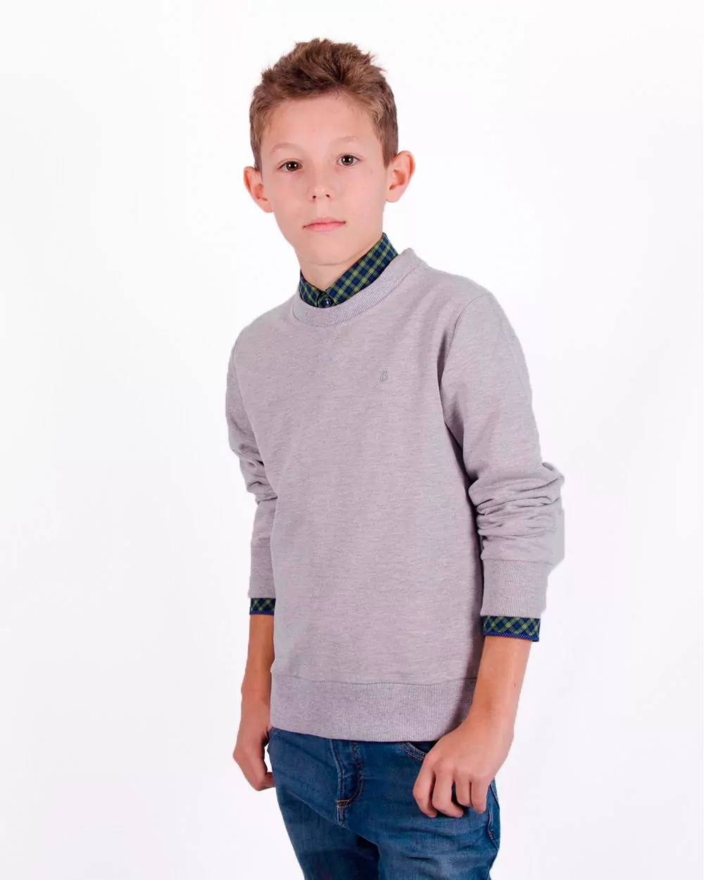 Світшот для хлопчика та підлітка, колір СВІТЛО-СІРИЙ меланж - фото